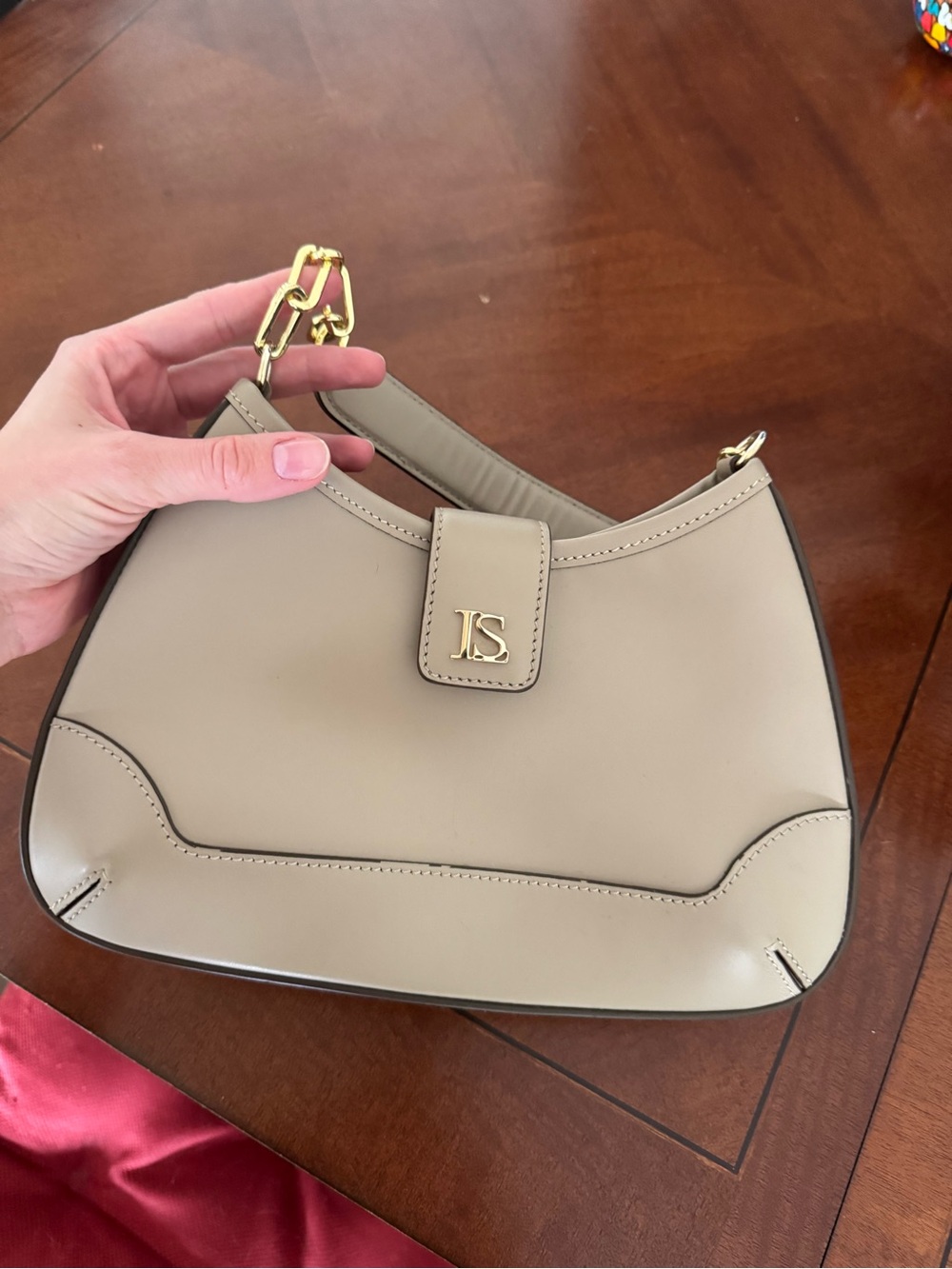 Luisa Spagnoli Taupe Shoulder Bag with Gold Chain Detail